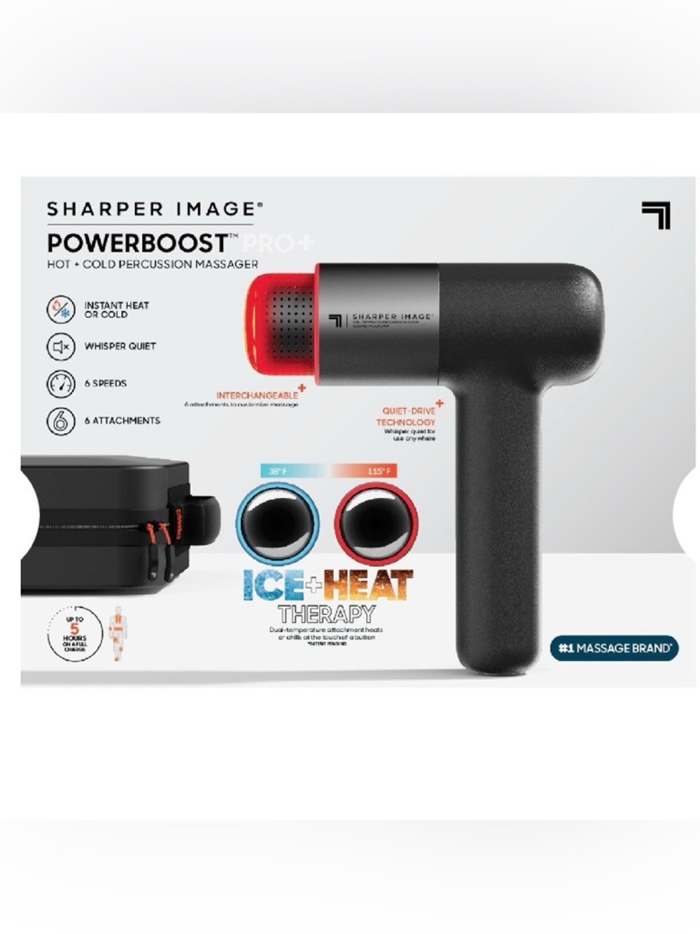 Sharper Image PowerBoost Pro+ Percussion Massager — Hot and Cold Percussion